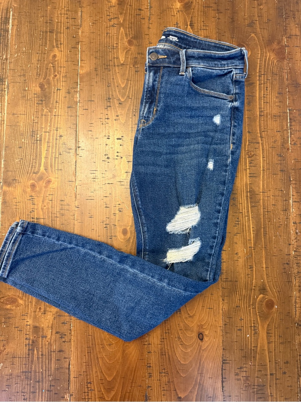 Old Navy Rockstar Super Skinny Jeans Distressed Dark Wash Mid-Rise Strechy Sz 4